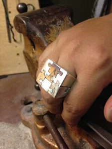 James Bernal Men’s 9pc 3D Jigsaw Puzzle Ring custom made 950 silver - Picture 1 of 3