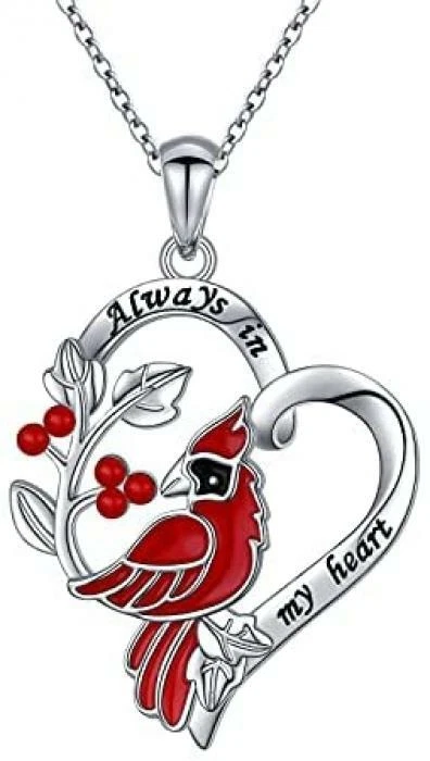 Collar Cardenal Rojo Regalo Conmemorativo para Mujer Collar Cardenales Plata Esterlina Foto 1 de 4