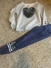 Justice Girls Matching Set Sweatpants and Hoodie Blue Gray- Size 12