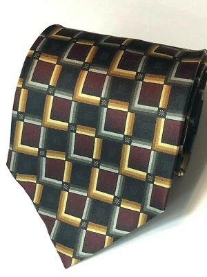 Corbata Covington Geométrica Roja y Negra Cuadrada 100% Seda Talla 59" Foto 1 de 4