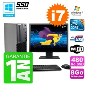 PC LENOVO M91p SFF Intel I7-2600 8Go Disco 480Go SSD DVD Wifi W7 Pantalla 17" - Imagen 1 de 4