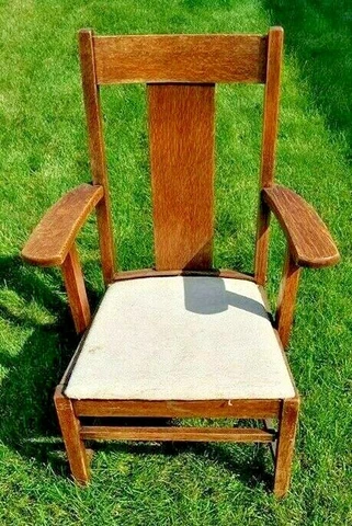 Vintage~Solid Oak~Mission Style Chair~Sturdy~Arts & Crafts~Office~Desk~Accent Cover
