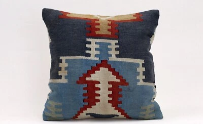 Kilim Pillow Cover, 16x16 in, Ethnic Sofa Pillow Cover, Decorative Boho Pillow - Image 1 of 4