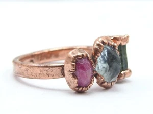 Mix Gemstones Electra Plated Copper Ring Faceted Polished Loose Stone For Gift - Picture 1 of 8