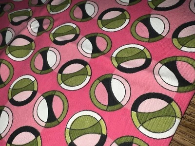Geometric Retro Pink/Green Canvass/Upholstery Fabric 54" X 1 Yard 12" - Image 1 of 4
