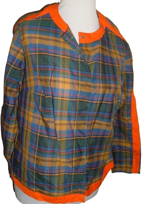 Blusa de colección Sears Sea Stars para mujer a presión frontal a cuadros manga larga talla 16/38 rara Foto 1 de 4