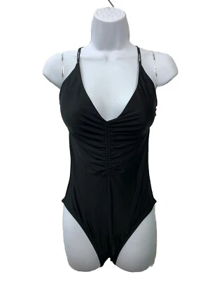 Calvin Klein Women Tie Back Logo Straps One Piece Swimsuit Size L Swimwear Black - Image 1 of 4