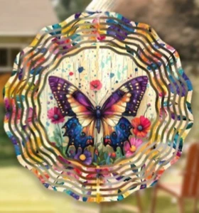 Colorful Floral Butterfly 10" Wind Spinner - Picture 1 of 1