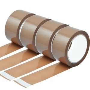 STRONG BROWN PARCEL PACKING PACKAGING TAPE ROLLS CARTON SEALING 48MM X 66M - Picture 1 of 3