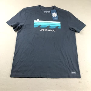 Life Is Good Shirt Mens Large Gray Short Sleeves Sea Waves Crusher Tee NWT - Picture 1 of 12