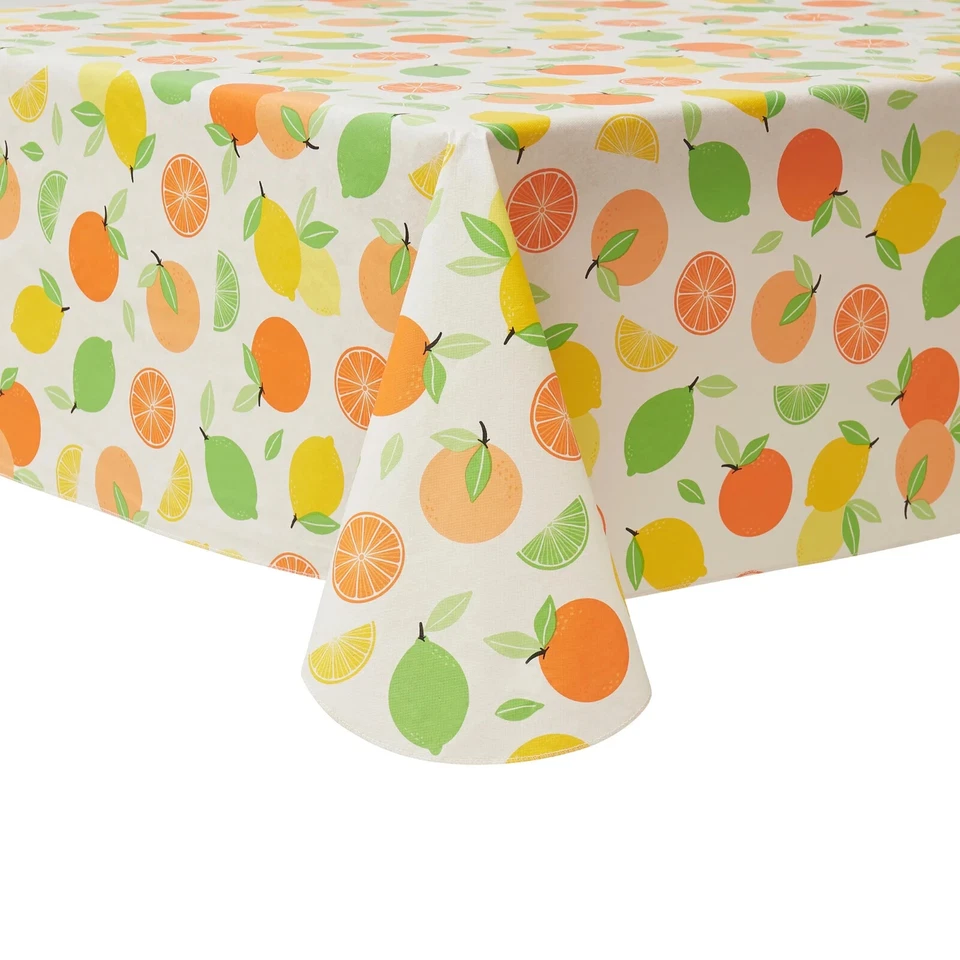 Citrus Toss PEVA Tablecloth 60" x 84" Rectangle Polyester Backing New Home Gift - Image 1 of 4