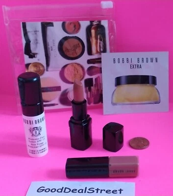 Bobbi MARRÓN 4 piezas TRAVEL talla lápiz labial MARRÓN brillo labial BUFF SPF15 loción bálsamo enjuague Foto 1 de 4
