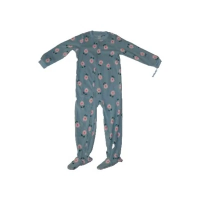 Carters Fleece Footed Pajama Blanket Sleeper Size 6 7 10 12 14 Floral Flower - Image 1 of 4