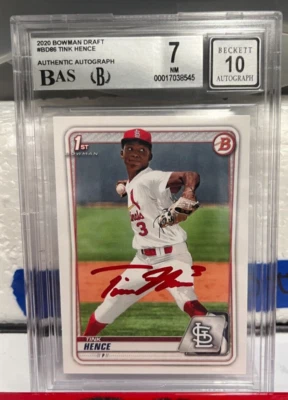 2020 Bowman Chrome Draft #BD-86 Card Auto Tink Hence BGS Slabbed 7/10 Auto NM - Image 1 of 2