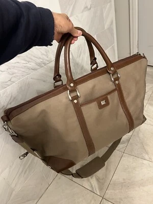 CUTTER & BUCK canvas Leather Trim Duffel Crossbody Shoulder Bag  25”x10”x8” - Image 1 of 4