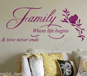 WALL QUOTES  Family  WALL DECAL STICKERS HOME WALL ART WALL QUOTE STICKERS  V82