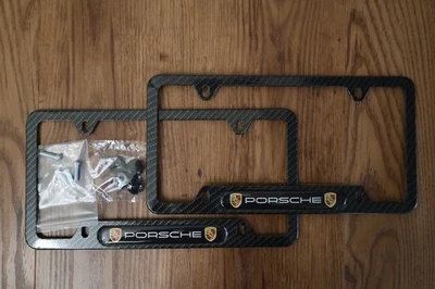 Porsche Carbon Fiber-Style License Plate Frames (Set of 2) – Hardware Included - Image 1 of 4