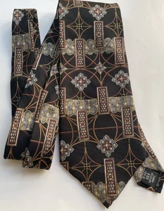 Men’s Mallory & Church Ltd Tie, Pure Silk, Multicoloured Geometric Design - Picture 1 of 3