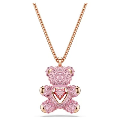 Swarovski Teddy Pendant Necklace, Bear, Pink, Rose Gold-Tone Plated 5642976 - Image 1 of 4