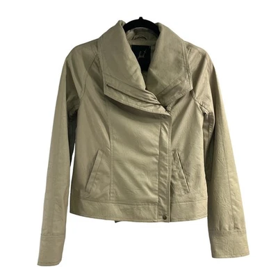 Jack Cream Faux Leather Moto Jacket Women's Size S Preppy Bikercore Sleek Fall - Image 1 of 4