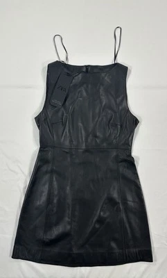 $159 Mini Vestido Zara Para Mujer Negro Sin Mangas Cuero Recortado Talla Mediana Leer Des Foto 1 de 4