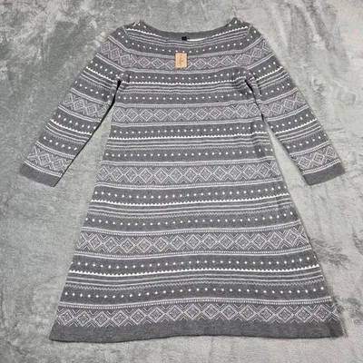 American Eagle Sweater Dress Womens Medium Gray Fair Isle Stripe Holiday NEW - Image 1 of 4