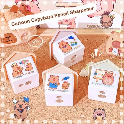 Temperamatite manuale a doppio foro con simpatico cartone animato Capibara - Immagine 1 di 4
