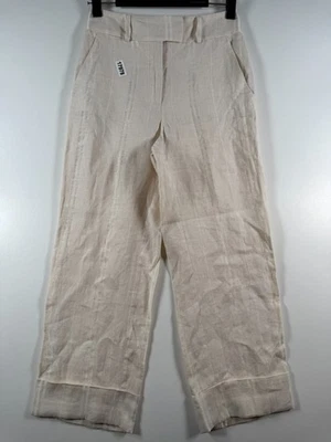 Peserico Womens High Rise Straight Wide Leg Linen Trouser Pants Beige Sz 28 W - Image 1 of 4