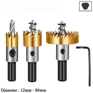 Bi Metal Hole Saw Cutter Bits 12mm- 80mm HSS Titanium Drill Bits Stainless Steel - Picture 1 of 56