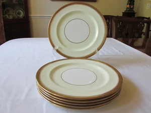 Set 6 Paragon Fine China England Pat #3589 Gold Arches Rim Dinner Plates 10 1/2" - Picture 1 of 7