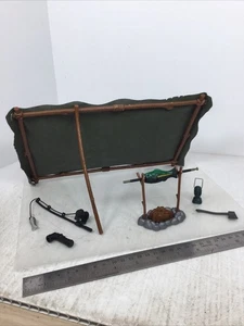 1/6 HASBRO GI JOE CAMP DIORAMA LEAN TO SHELTER CAMPFIRE FISH & FISHING ROD ETC - Picture 1 of 20
