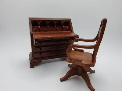 Escritorio y silla vintage 1:12 diseños artesanales estilo federal casa de muñecas miniaturas Foto 1 de 4