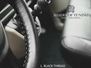 FOR CITROEN BERLINGO 2 08+ITALIAN LEATHER STEERING WHEEL COVER WITH BLACK STITCH - Picture 1 of 5