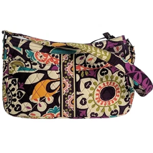 Vera Bradley Quilted Plum Crazy Floral Purple Green Bag Purse Flowers Retired - Picture 1 of 7