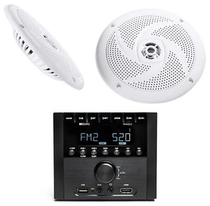 MB Quart RVM2.0 2-Zone RV Receiver Bluetooth Radio Stereo+2) 6.5" White Speakers - Picture 1 of 12
