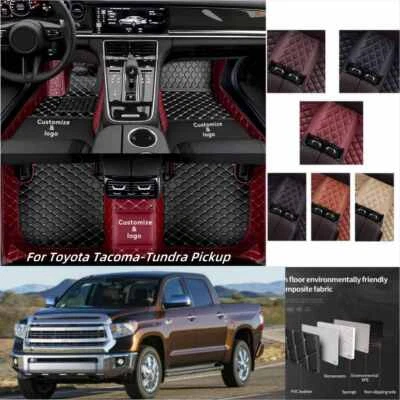 For Toyota Tacoma-Tundra Pickup Car Floor Mat Anti-slip Custom Auto Pu Leather Foto 1 de 4