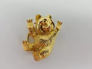 Scarf Clip Gold Tone Bear Panda - Picture 1 of 10