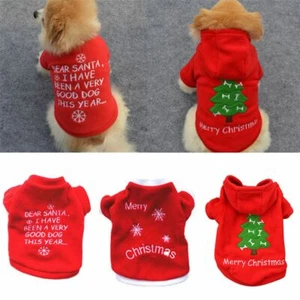 Lindo Perro Cachorro Navidad Papá Noel Cálido Disfraces Abrigo Ropa Mascota Ropa Camisa Mini - Imagen 1 de 14