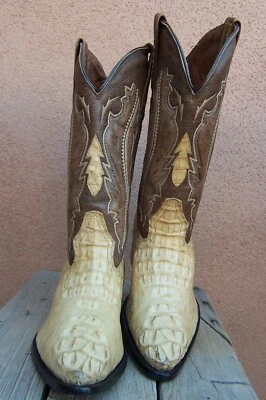 BOTAS MONTANA Hombres Botas Vaqueras Occidentales Bronceadas Exóticas Genuinas Caimán Talla 7E Foto 1 de 4