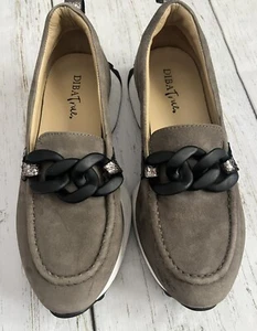 Diba True Kind Words Sneaker Loafer Womens 8.5 Platform Slip On Suede Chain - Picture 1 of 8