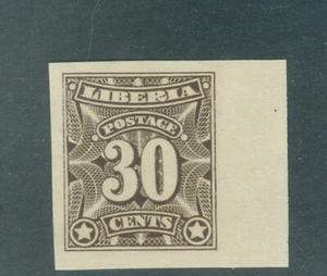 Liberia 1906, 30c numeral official, IMPERFORATE "OS" MISSING #O53 - Picture 1 of 1
