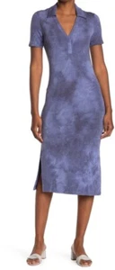19 COOPER Navy Tie Dye Print Side Slit Stretch Midi Maxi Polo Dress L Nordstrom - Bild 1 von 2