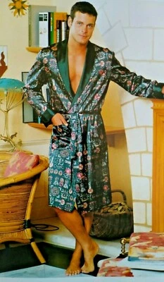 VESTAGLIA UOMO RASO KIMONO LORD ALBERT LINEA ORO RASO - Imagen 1 de 4