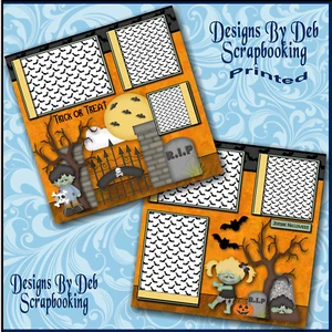 HALLOWEEN ZOMBIES Premade Scrapbook Pages paper printed layout DBDS - Picture 1 of 3