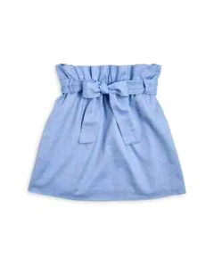 AQUA Girls Belted Paperbag Waist Skirt Big Girls M Chambray Elastic Waist PullOn - Picture 1 of 14