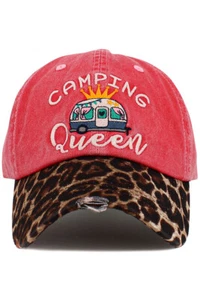KBETHOS Women Camping Queen Leopard Print Washed Cotton Vintage Baseball Cap Hat - Picture 1 of 3