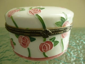Benaya Porzellan/Bone China Schmuck/Schmuckkästchen signiert JP 06 rosa rose - Bild 1 von 6