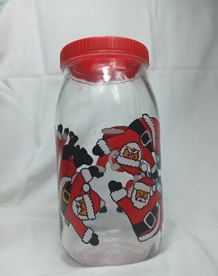 Santa Claus Christmas Cookie Jar Glass Canister Tumbling Santa 2L France Vintage - Image 1 of 4