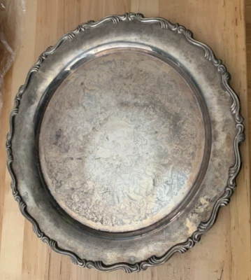 Vintage Oneida Round Serving Tray Platter 15" - Image 1 of 3