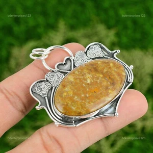 Oval Ocean Jasper Stone 925 Sterling Silver Birthday Wife Anniversary Pendant - Picture 1 of 7